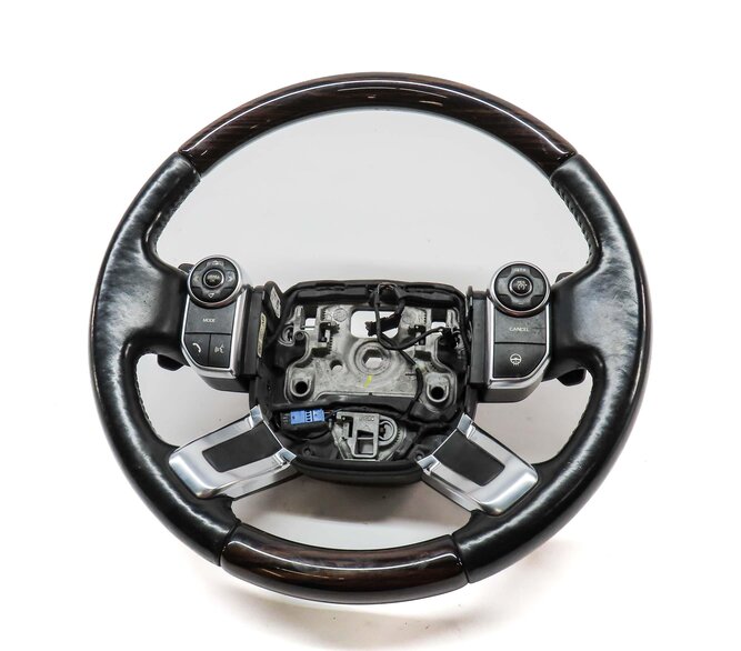 Thumbnail 2: 13-22 LAND RANGE ROVER (L405) 4 SPOKE STEERING WHEEL (BLACK w/ MACASSAR WOOD)