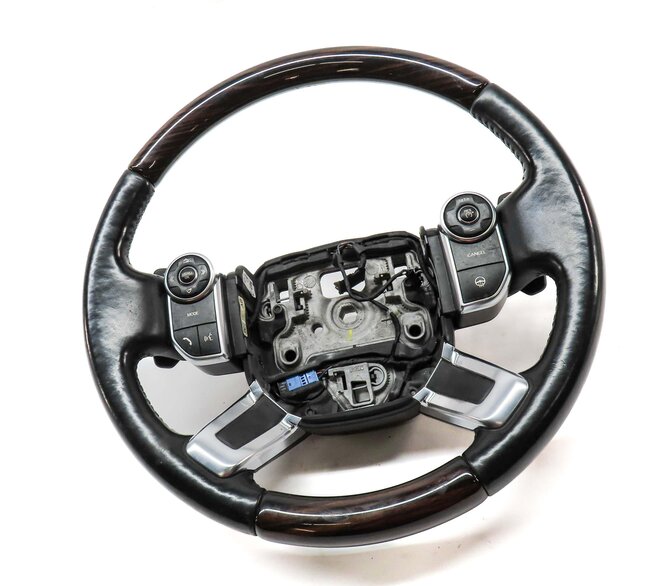 Thumbnail 3: 13-22 LAND RANGE ROVER (L405) 4 SPOKE STEERING WHEEL (BLACK w/ MACASSAR WOOD)