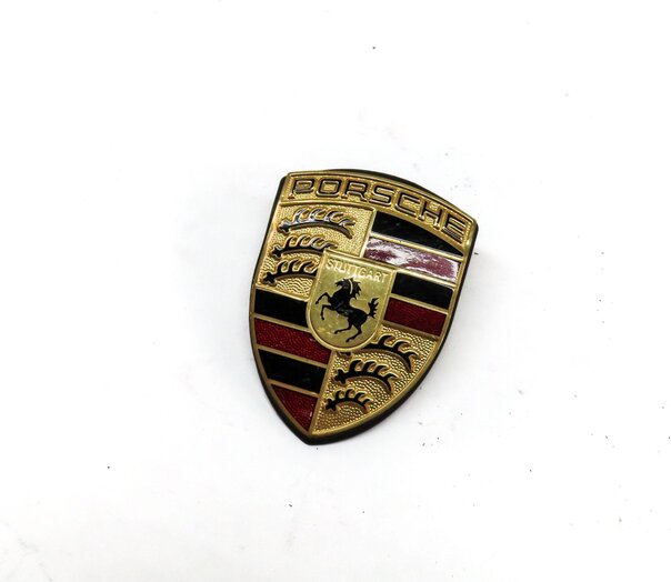 2004 PORSCHE CAYENNE (955) FRONT HOOD PORSCHE GOLD EMBLEM BADGE LOGO