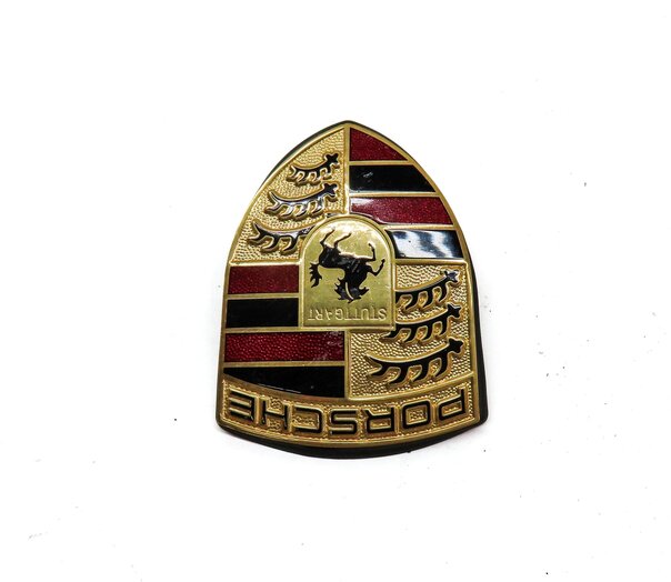 Thumbnail 4: 2004 PORSCHE CAYENNE (955) FRONT HOOD PORSCHE GOLD EMBLEM BADGE LOGO