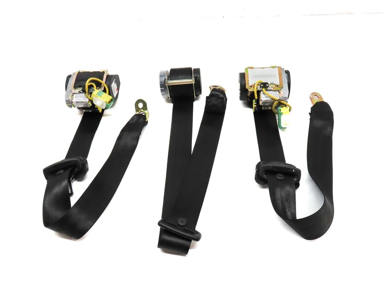 Thumbnail 2: 2004 PORSCHE CAYENNE 955 REAR LEFT RIGHT & CENTER SEATBELT RETRACTOR SET3 BLACK