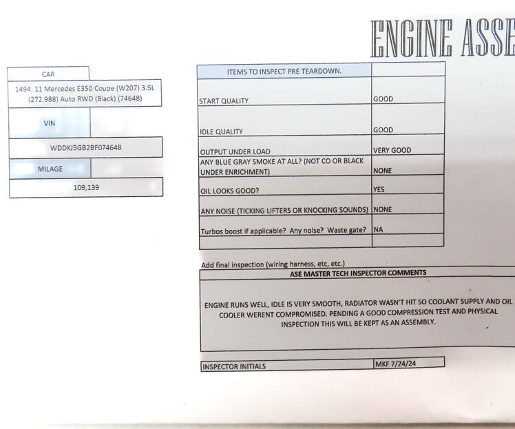 Thumbnail 3: 2011 MERCEDES E CLASS COUPE W207 3.5L M272 ENGINE ASSEMBLY (109k) TESTED & VIDEO