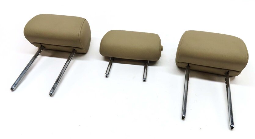 11-16 BMW GT 5-SERIES (F07 F10) REAR LEFT CENTER RIGHT SEAT HEADREST SET (BEIGE)