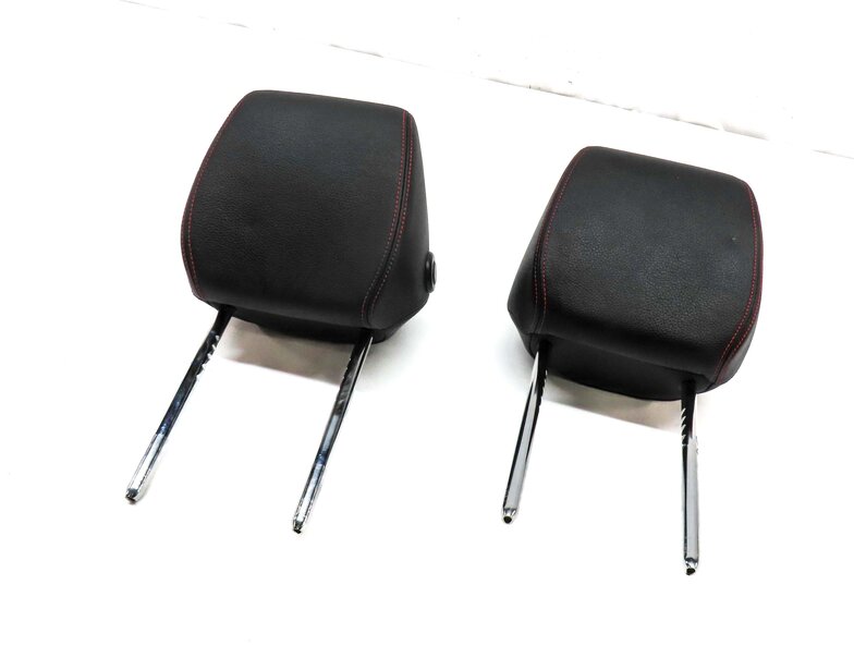13-20 BMW 3 4 F30 F32 FRONT LEFT & RIGHT HEADREST SET2 (BLACK w/ RED STITCH)