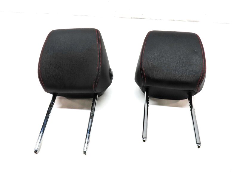 Thumbnail 2: 13-20 BMW 3 4 F30 F32 FRONT LEFT & RIGHT HEADREST SET2 (BLACK w/ RED STITCH)