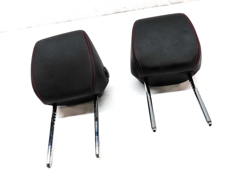 Thumbnail 3: 13-20 BMW 3 4 F30 F32 FRONT LEFT & RIGHT HEADREST SET2 (BLACK w/ RED STITCH)
