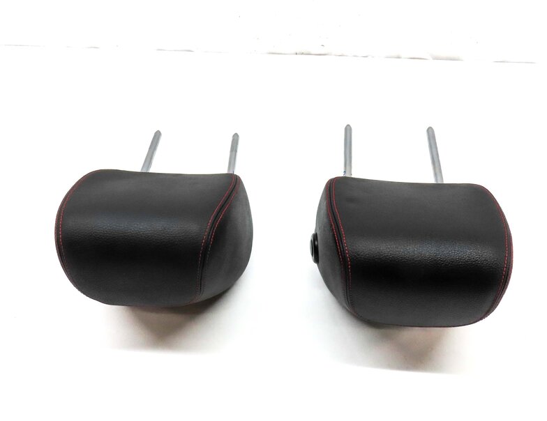 Thumbnail 4: 13-20 BMW 3 4 F30 F32 FRONT LEFT & RIGHT HEADREST SET2 (BLACK w/ RED STITCH)