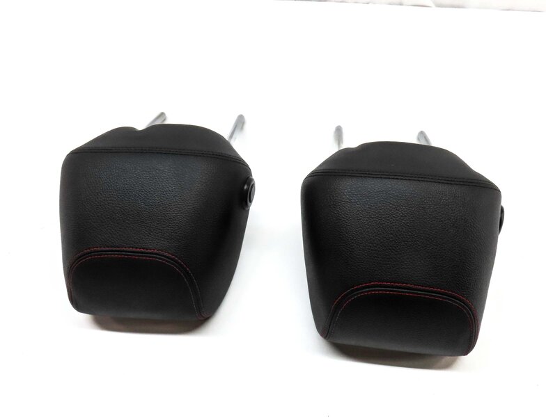 Thumbnail 5: 13-20 BMW 3 4 F30 F32 FRONT LEFT & RIGHT HEADREST SET2 (BLACK w/ RED STITCH)