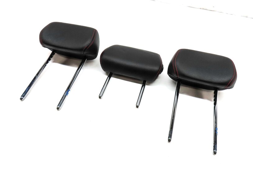 15-21 BMW 2 3 SERIES F22 F30 REAR LEFT & RIGHT HEADREST SET (BLACK & RED STITCH)