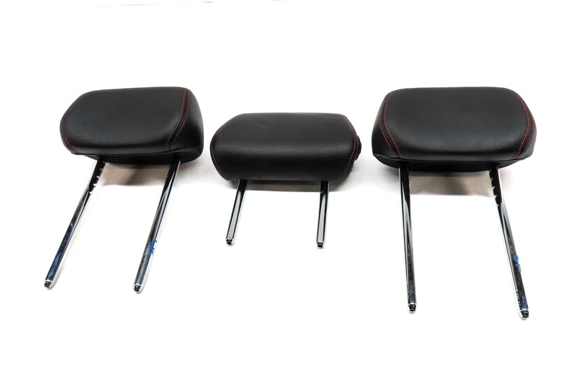 Thumbnail 2: 15-21 BMW 2 3 SERIES F22 F30 REAR LEFT & RIGHT HEADREST SET (BLACK & RED STITCH)
