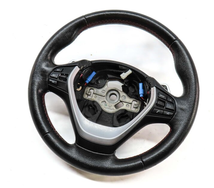 13-18 BMW 3 4 SERIES F30 F32 3 SPOKE STEERING WHEEL w/ SWITCHES PADDLES (BLACK)