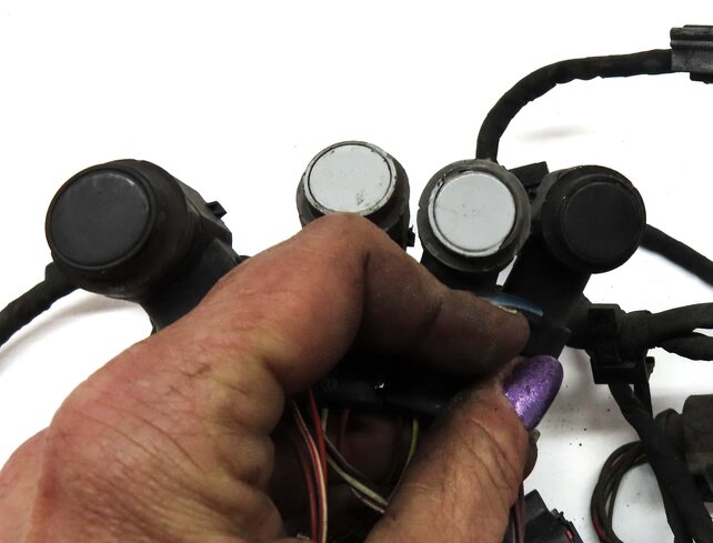 Thumbnail 5: 2014 AUDI Q7 (4L) REAR PARK ASSIST PDC SENSOR SET4 (WHITE) w/ WIRING HARNESS