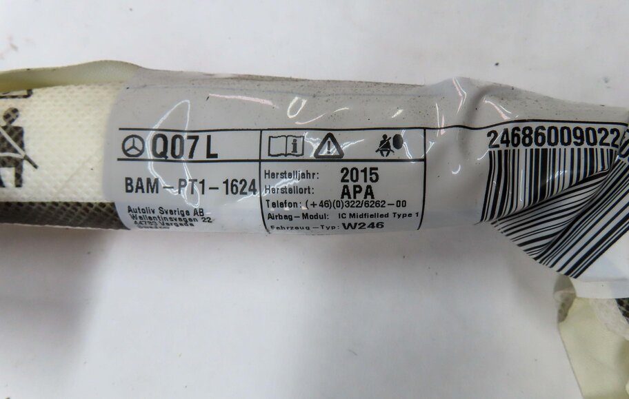 Thumbnail 6: 13-17 MERCEDES B ELECTRIC (W242) FRONT LEFT DRIVER ROOF SIDE CURTAIN AIRBAG