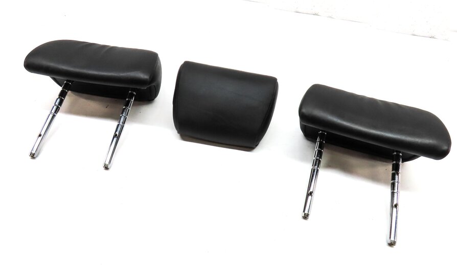 Thumbnail 1: 09-15 BMW 7 SERIES F01 REAR LEFT RIGHT & CENTER SEAT HEADREST SET3 (BLACK NAPPA)