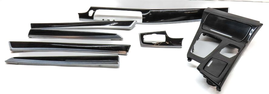 2012 BMW 528i (F10) FRONT REAR DOOR DASH CONSOLE FINE ASH GRAIN WOOD TRIM SET 7