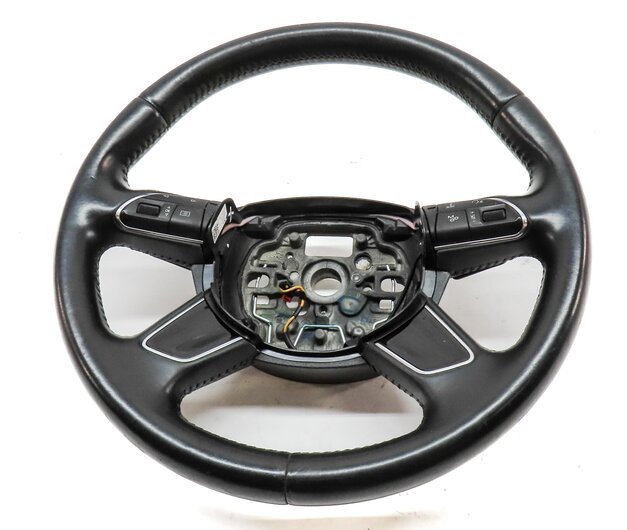 Thumbnail 2: 11-14 AUDI A8 S8 D4 4H 4 SPOKE STEERING WHEEL (w/o WOOD; w/ LANE CHANGE) (BLACK)