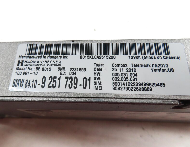 Thumbnail 6: 11-16 BMW 3 / 7 / X3 (F01 F25 F30) BLUETOOTH TELEMATICS COMBOX CONTROL MODULE