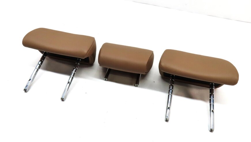 09-15 BMW 7 SERIES (F01) REAR LEFT RIGHT & CENTER HEADREST SET 3 (SADDLE BROWN)