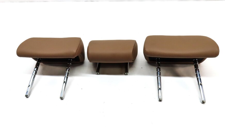 Thumbnail 2: 09-15 BMW 7 SERIES (F01) REAR LEFT RIGHT & CENTER HEADREST SET 3 (SADDLE BROWN)
