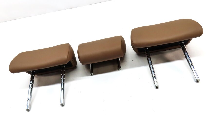 Thumbnail 3: 09-15 BMW 7 SERIES (F01) REAR LEFT RIGHT & CENTER HEADREST SET 3 (SADDLE BROWN)