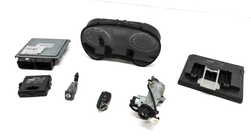 Thumbnail 1: 2015 AUDI A3 (8V) 2.0L SPEEDOMETER IGNITION LOCK BODY ENGINE MODULE & KEY SET