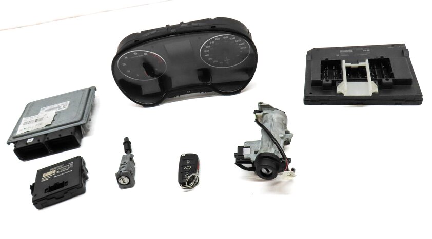 Thumbnail 3: 2015 AUDI A3 (8V) 2.0L SPEEDOMETER IGNITION LOCK BODY ENGINE MODULE & KEY SET