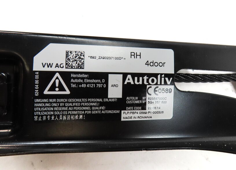 Thumbnail 5: 15-19 AUDI A8 S3 RS3 (8V) SEDAN RIGHT FRONT PASSENGER SEATBELT RETRACTOR (BLACK)