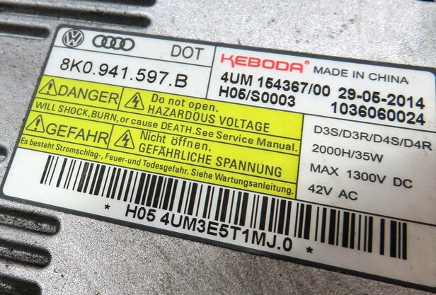Thumbnail 9: 15-16 AUDI A3 (8V) RIGHT PASSENGER XENON HID HEADLIGHT LIGHT LAMP (8Q3 NON AFS)