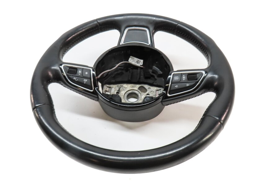 Thumbnail 4: 15-16 AUDI A3 (8V) LEFT DRIVER 3-SPOKE SPORT STEERING WHEEL w/ SWITCHES (BLACK)