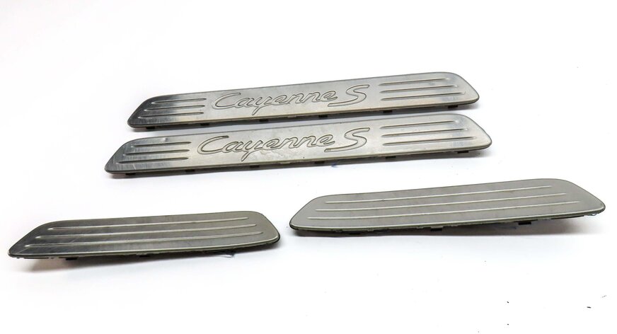 Thumbnail 2: 2013 PORSCHE CAYENNE HYBRID 958 FRONT REAR LEFT RIGHT DOOR SILL SCUFF TRIM SET4