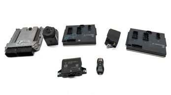 Thumbnail 2: 11-18 PORSCHE CAYENNE HYBRID (958) 3.0L M06 ECM BCM IMMOBILIZER MODULE KEY SET