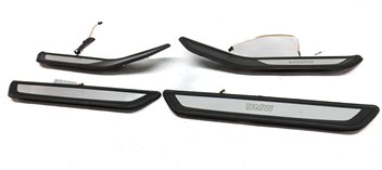 11 BMW 740i (F02) FRONT & REAR / LEFT & RIGHT LIGHTED DOOR SILL SCUFF TRIM SET/4
