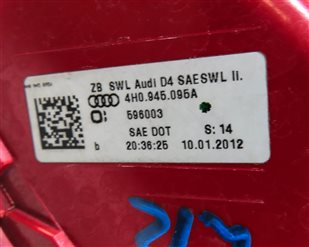 Thumbnail 6: 11-14 AUDI A8 S8 (D4 4H) LEFT DRIVER REAR OUTER LED TAILLIGHT BRAKE LIGHT LAMP