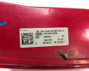 Thumbnail 6: 11-14 AUDI A8 S8 (D4 4H) LEFT DRIVER REAR TRUNK INNER LED TAILLIGHT LIGHT LAMP