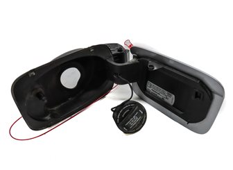 Thumbnail 6: 2015-2018 AUDI Q3 (8U) FUEL TANK DOOR LID TRIM w/ HOUSING & CAP (Silver)