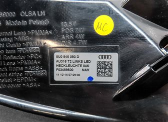 Thumbnail 6: 2015 AUDI Q3 (8U) REAR LEFT DRIVER TRUNK HATCH LED TAILLIGHT BRAKE LIGHT LAMP
