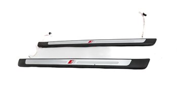Thumbnail 2: 18 AUDI A4 B9 8W FRONT LEFT DRIVER & RIGHT PASSENGER LIGHTED DOOR SILL TRIM SET