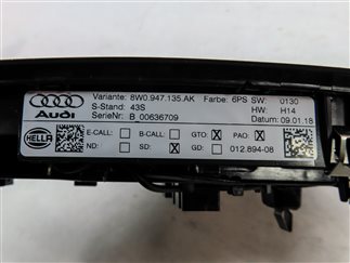 Thumbnail 9: 2018 AUDI A4 (B9 8W) FRONT OVERHEAD DOME LIGHT LAMP w/SWITCHES (BLACK)