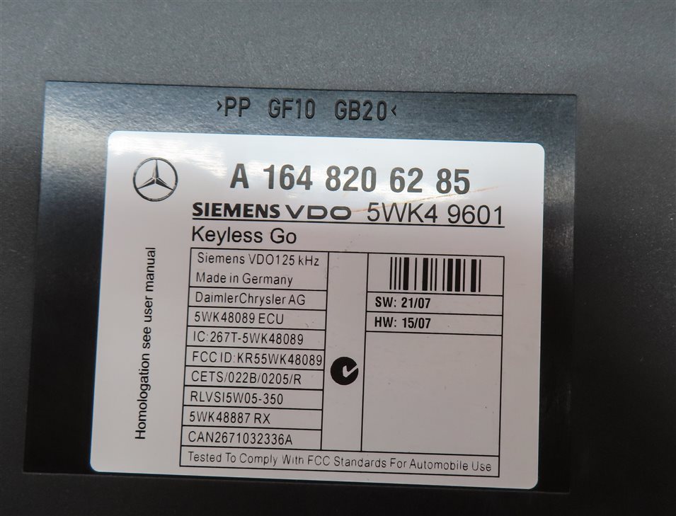 Thumbnail 8: 2008-2011 MERCEDES BENZ GL ML CLASS (W164 X164) KEYLESS GO CONTROL MODULE