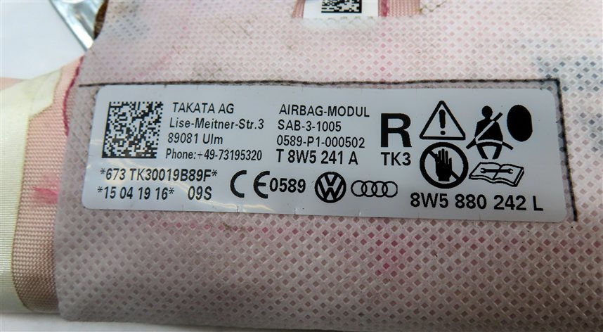 Thumbnail 5: 2017-2023 A4 A5 ALLROAD B9 AW FRONT RIGHT PASSENGER SEAT AIR BAG AIRBAG