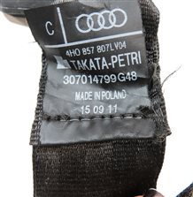 Thumbnail 5: 2012 AUDI A8 (D4 4H) REAR LEFT SEAT BELT SEATBELT RETRACTOR (BLACK)