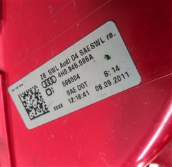 Thumbnail 6: 2011-2014 AUDI A8 S8 (D4 4H) RIGHT PASSENGER REAR LED TAILLIGHT BRAKE LIGHT LAMP
