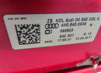 Thumbnail 6: 11-14 AUDI A8 S8 (D4 4H) LEFT DRIVER REAR TRUNK INNER LED TAILLIGHT LIGHT LAMP