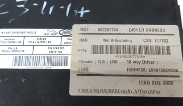 Thumbnail 4: 2015 LAND RANGE ROVER SPORT (L494) FRONT LEFT DRIVER SEAT CONTROL MODULE