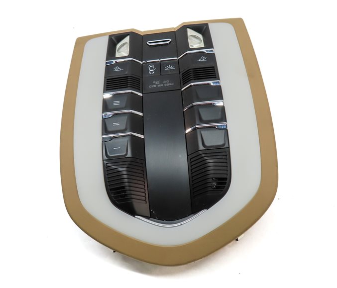 Thumbnail 2: 2013 PORSCHE CAYENNE (958) FRONT OVERHEAD DOME LIGHT LAMP w/SWITCHES (BEIGE)