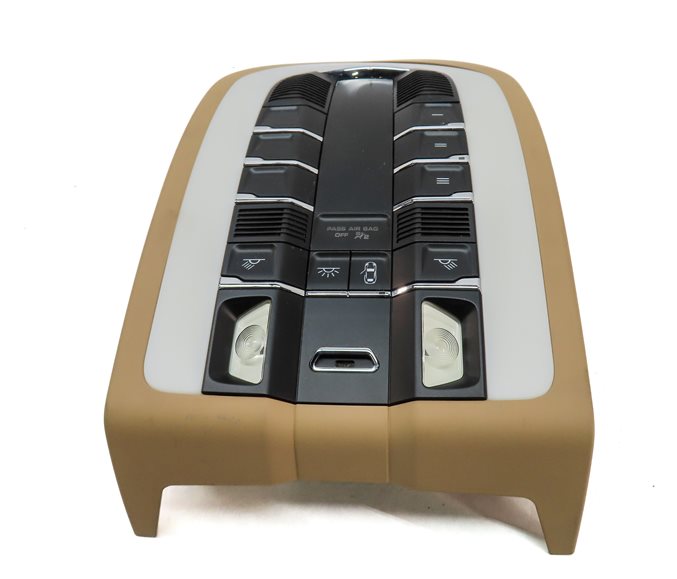 Thumbnail 4: 2013 PORSCHE CAYENNE (958) FRONT OVERHEAD DOME LIGHT LAMP w/SWITCHES (BEIGE)
