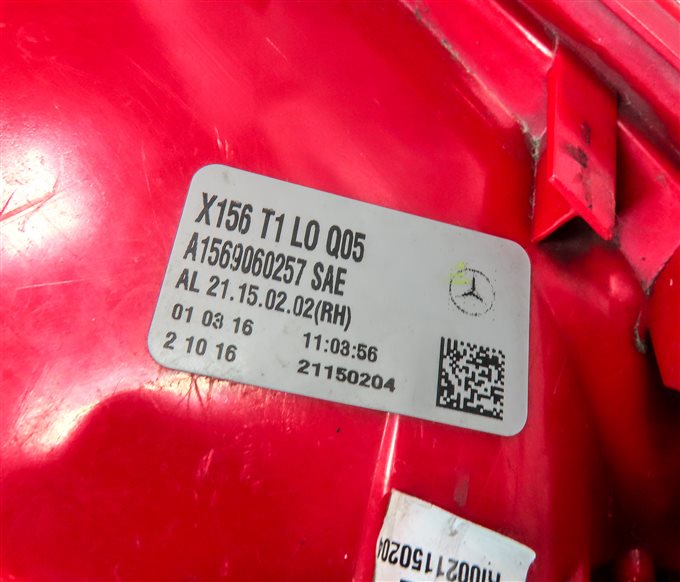 Thumbnail 6: 15-20 MERCEDES GLA250 W156 REAR RIGHT PASSENGER OUTER QUARTER TAILLIGHT LAMP