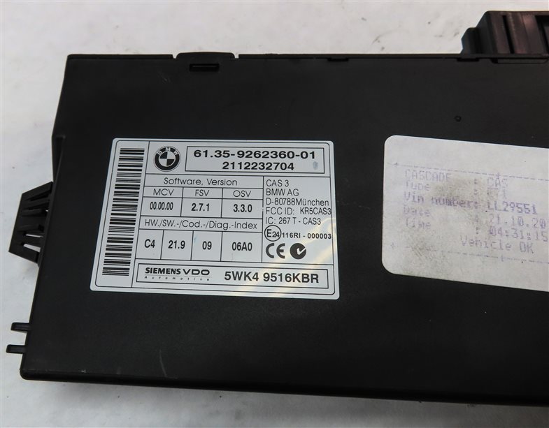 Thumbnail 8: 10-14 BMW X5M X6M (E70 E71) 4.4L S63 ENGINE DME CAS 3 IMMOBILIZER MODULE KEY SET