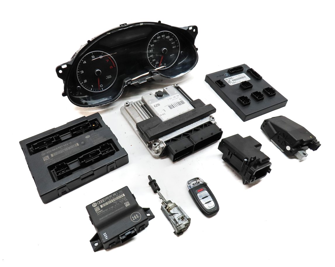 13 AUDI A4 B8 8K 2.0L TURBO CAEB ENGINE ECM SPEEDOMETER IGNITION IMMOBILIZER SET