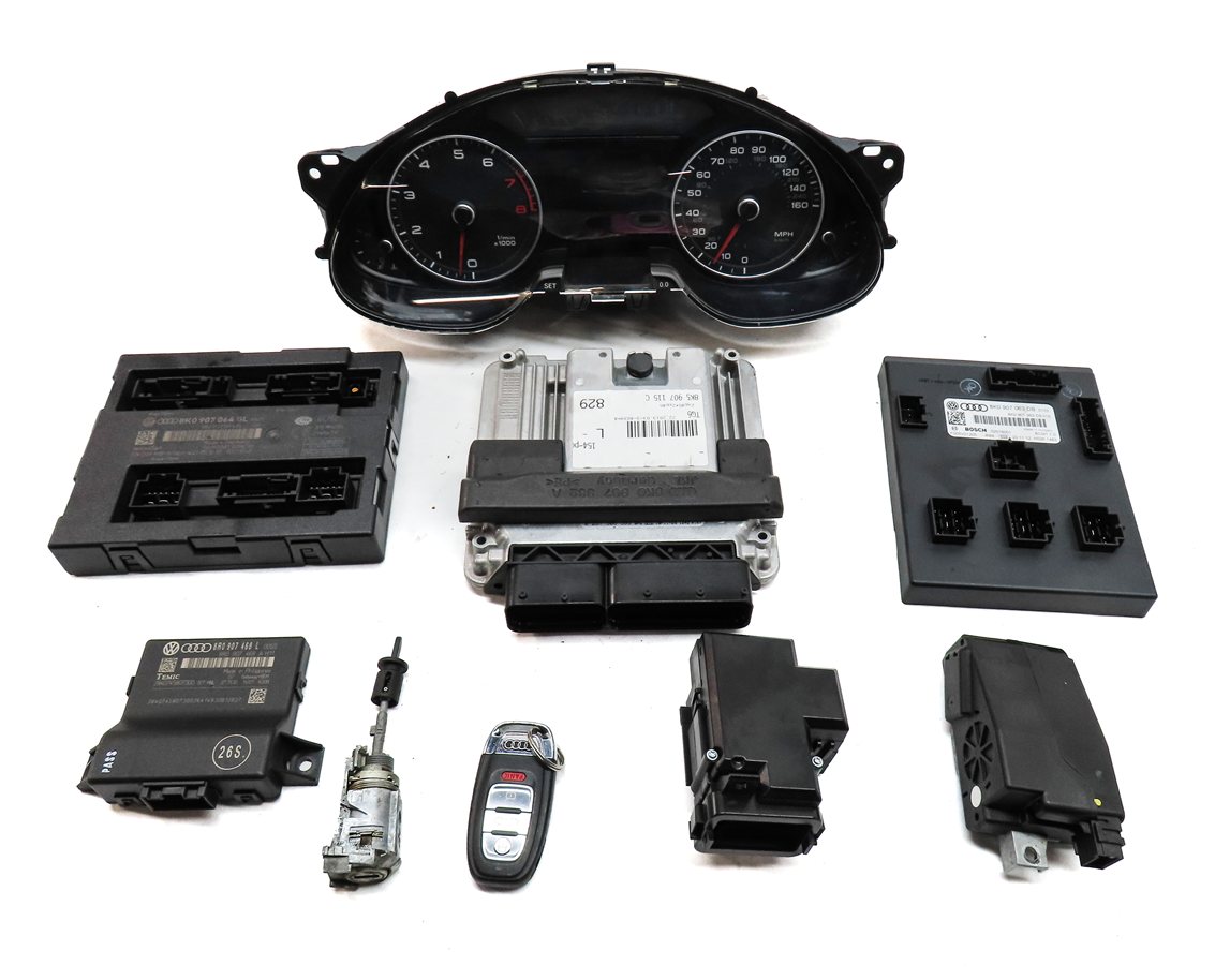 Thumbnail 2: 13 AUDI A4 B8 8K 2.0L TURBO CAEB ENGINE ECM SPEEDOMETER IGNITION IMMOBILIZER SET